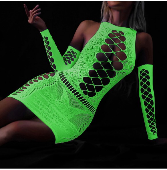 FEE ET MOI - Glow In The Dark Fishnet Bodystocking Dress (7420) FEE ET MOI - Glow In The Dark Fishnet Bodystocking Dress (7420)